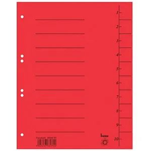 bene Trennblätter DIN A4 1-10 rot, 210 g/qm, 50 St.