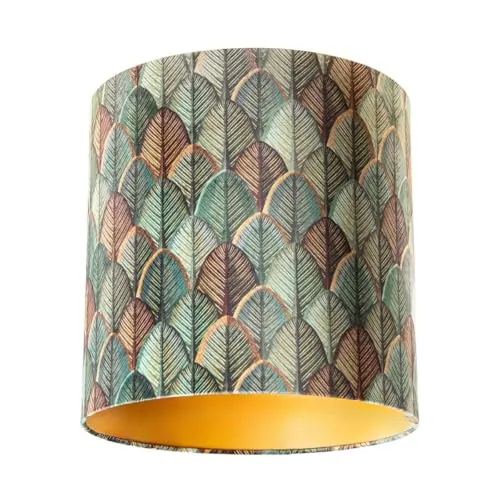 QAZQA Klassisch Antik Baumwolle Samtlampenschirm - Lampenschirm im eleganten Blattdesign mit goldener Innenseite, ideal für Hängelampen und verleiht jedem Raum einen klassischen Touch.