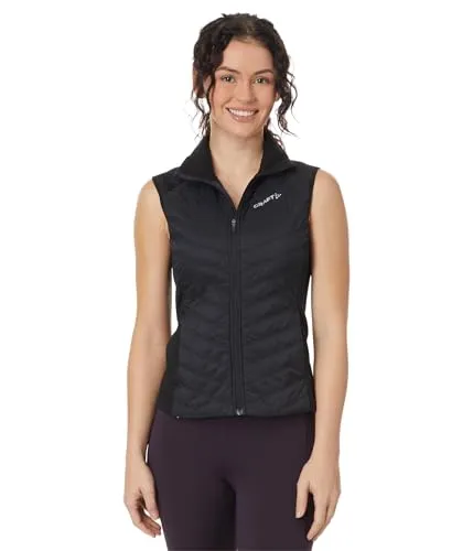 CRAFT WARM VEST Damen BLACK XL - Funktionsjacke für Damen mit gesteppter Wattierung für optimale Wärme und Komfort. Ideal für Multisportaktivitäten, bietet Bewegungsfreiheit und eine Reißverschlusstasche für wichtige Utensilien.