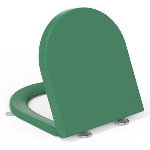 Toilettendeckel mit Absenkautomatik D-Form,YEAUPE PRO WC Sitz mit Puller Lid, Toilettensitz mit Quick-Release Funktion für einfach Reinigung,150kg belastbar,42,5 * 36,3 * 4,9CM, Grün