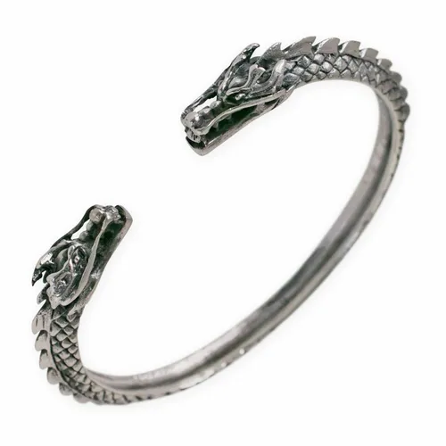 Wikinger Armreif 925 Silber Drachen Drachenkopf Herren Armschmuck Armspange