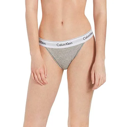 Calvin Klein Damen Slip Bikini Form High Leg mit Stretch, Grau (Grey Heather), XL