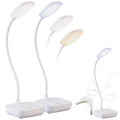 Lunartec 2er-Set Akku-Schwanenhals-Schreibtischleuchte CCT, 245 lm, 7 W dimmbar