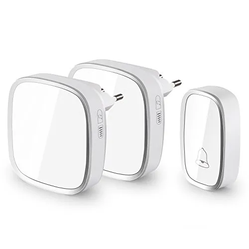 Funkklingel Türklingel,JQKX Klingel kabellos 280M Reichweite, 36 Klingeltöne, 4 Lautstärkestufen, Hausklingel Gartenklingel drahtlos Wasserdicht außen Funk Türklingel Set