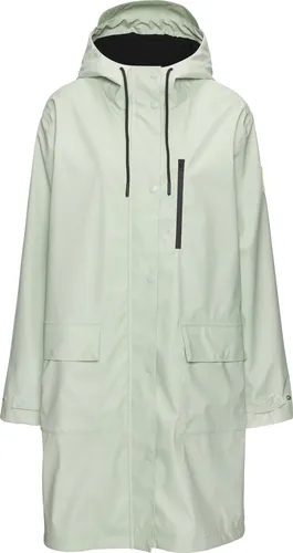 Regenjacke ELBSAND Damen Gr. 36 - hellgrün - Modische knielange Funktionsjacke mit Mesh-Einsatz für optimale Belüftung. Wasserdicht und mit verstellbarer Kapuze, ideal für jedes Wetter.