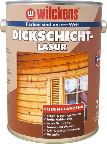 Wilckens Dickschichtlasur Palisander 2,5l - Lacke für den Außenbereich, seidenglänzend, idealer Holzschutz mit einer Reichweite von 13-15 m² pro Liter.