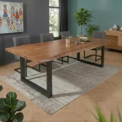 riess-ambiente Esstisch MAMMUT 240cm aus Akazie mit Metallgestell - Massiver Esstisch mit natürlicher Baumkante, ideal für bis zu 12 Personen. Robustes Metallgestell sorgt für Stabilität und modernes Design. Perfekt für gesellige Runden und große Familienessen.