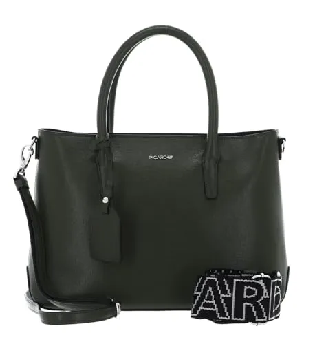 PICARD Superstar Handbag Pesto dunkelgrün - Stilvolle Handtasche aus hochwertigem Rindsleder mit geräumigem Hauptfach, abnehmbaren Schulterriemen und praktischem Innenlayout für eine einfache Organisation.