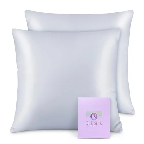 OLESILK Seide Kissenbezug 80x80cm in silber von OLESILK
