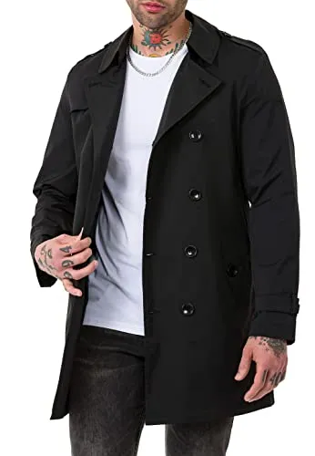 Redbridge Herren Trenchcoat Jacke Light Version Schwarz S - Eleganter Trenchcoat für Herren, ideal für Freizeit oder Business. Leicht gefüttert, perfekt für den Sommer oder Übergang. Mit 2 seitlichen Taschen und Klappkragen für vielseitige Looks.