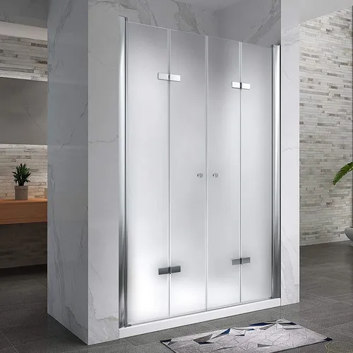 i-flair Dusch-Doppelflügeltür Lena - Rahmenlose Duschtür aus 6 mm ESG Sicherheitsglas, mit Hebe-Senk Mechanismus und magnetischen Dichtungen für optimalen Wasserschutz – ideal für moderne Badezimmer.