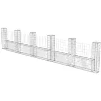 Produktbild Gartenzäune Gabionenkorb U-Form aus Stahl – Sichtschutzwände 160-570cm Silber