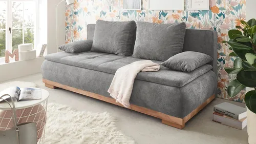 Schlafsofa Mila Lux.3DL - Dunkelgrau mit Bettkasten - Sofa für Erwachsene mit Schlaffunktion und Bettkasten, ideal für Wohnzimmer oder Gästezimmer. Modernes Design in Grau, bequem und praktisch!