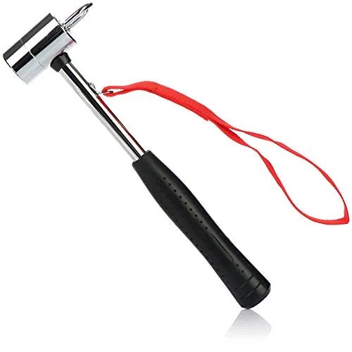 com-four® Camping Hammer mit Heringauszieher - Zelt Zubehör mit Handschlaufe - Carbon Stahl, Verchromt (1 Stück)