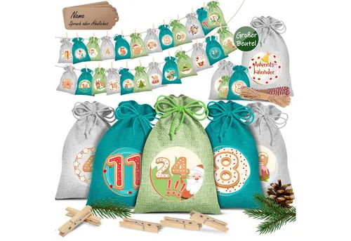 KESSER Adventskalender zum Befüllen mit Jutebeuteln