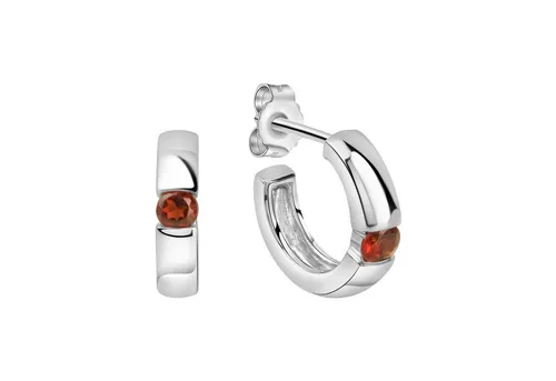 Jamelli Paar Creolen Silber 925 mit echtem Granat in rot von Jamelli