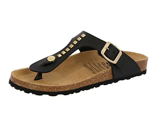 Lico Zehenstegpantolette Bioline Goldstar schwarz 41 EU - Sandalen mit hochwertigem Lederinnensohle für optimalen Komfort und Stil im Sommer.