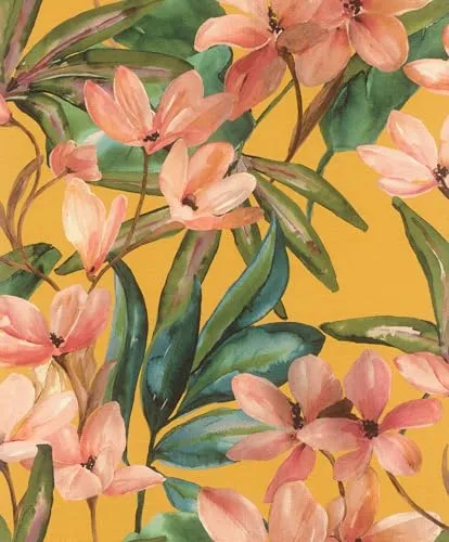 Selbstklebende Vliestapete 371130 Magnolia gelb in gelb von Rasch