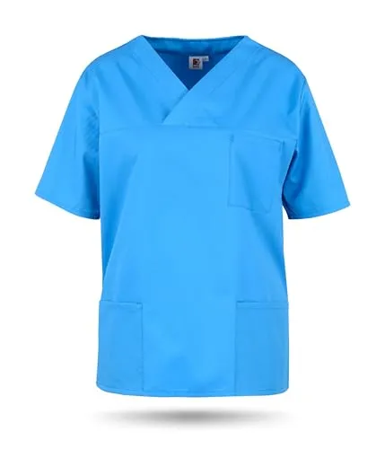 beb™ Schlupfkasack Azur Unisex – Komfortabler Kasack für Pflege & Klinik - Bequemer Schlupfkasack mit V-Ausschnitt und praktischen Taschen. Bügelleichtes Mischgewebe für optimale Pflegeleichtigkeit und Bewegungsfreiheit im Arbeitsalltag.
