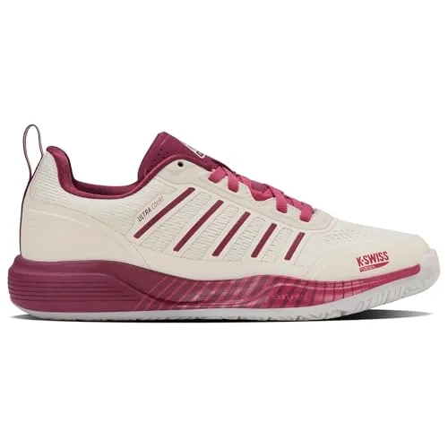 KSwiss Padelschuhe Ultra Court - creamweiss/burgund Damen, Größe Euro (US): 40 (8,5) - Der Ultra Court Padel bietet eine innovative Kombination aus Stabilität und Leichtigkeit. Mit atmungsaktivem Obermaterial und spezieller Außensohle sorgt er für hervorragende Traktion und Agilität auf dem Platz.