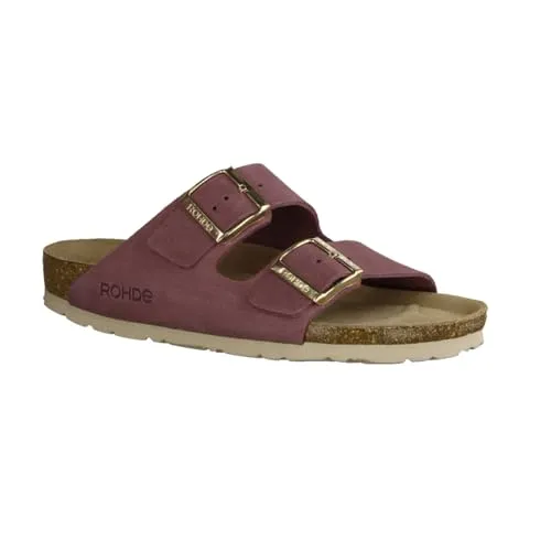 Rohde Damen Pantolette Alba 5590 - Veloursleder, Größe 42 EU, Violett - Pantoletten aus hochwertigem Veloursleder mit zwei verstellbaren Schnallen für optimalen Halt und Komfort, ideal für warme Sommertage.