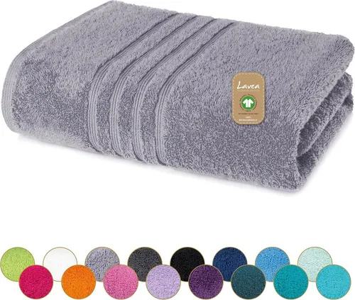 Lavea Handtuch Serie Bali, 80x220cm aus 100% Bio-Baumwolle, nachhaltig, fusselfrei, pflegeleicht, hautfreundlich und saugstark (1-St), einzigartig kuscheliges Frottee Handtuch in Premium-Qualität