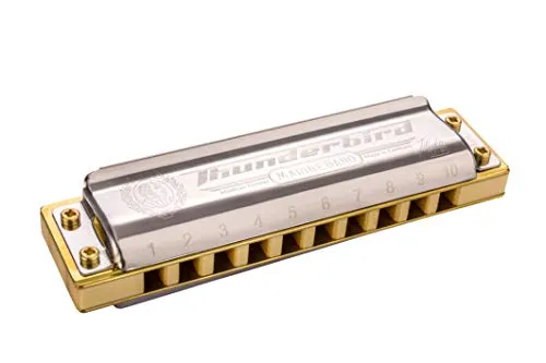 HOHNER Mundharmonika Marine Band - Thunderbird D-Low - Mundharmonika für tiefere Töne, 20 Stimmzungen, verbesserte Spielkomfort durch abgerundete Stimmplatten und konische Deckelform, Made in Germany.