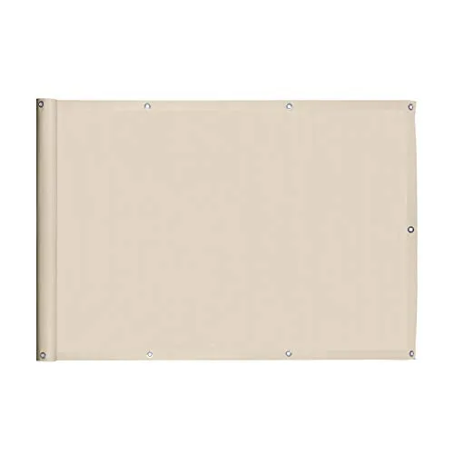 Ventanara® Balkonverkleidung Sichtschutz PVC blickdichte Balkonumspannung Zaun Verkleidung Blende Windschutz Folie (500 x 90 cm, Creme)