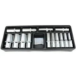 Stecknuss Satz 1/2 Zoll, 14-teilig, Cr-V Qualität - Hochwertiger 14-teiliger Stecknuss Satz für professionelle Werkstattarbeiten. Robuste Cr-V Qualität mit 1/2 Zoll Antrieb und Schlüsselweiten von 10 bis 32 mm. Ideal für präzise und zuverlässige Schraubverbindungen.