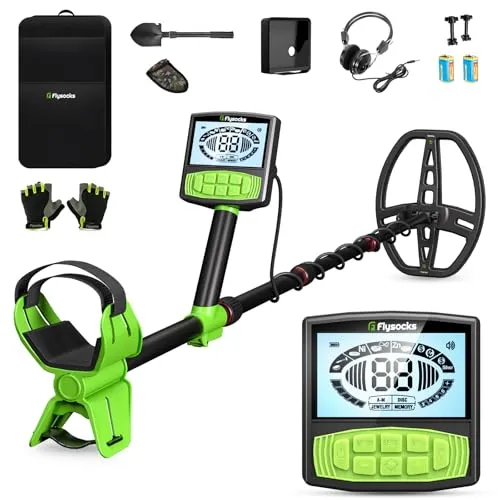 Flysocks Metalldetektor Profi Set - Wasserdicht IP68 mit Pinpointer - Metalldetektoren für Erwachsene und Kinder, 25 cm Detektionstiefe und 5 Modi für vielseitige Schatzsuche, ideal für Strände und Camping.