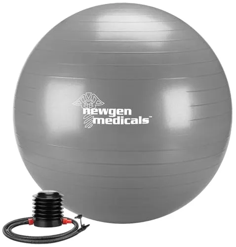 newgen medicals Pilatesball: Sitz- und Gymnastikball, auch für Yoga, Anti-Platzen, 75 cm, grau (Fitnessbälle für Yoga und Pilates, Pilates-Bälle, Pumpe)