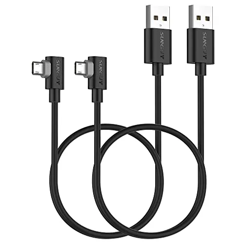 SUNGUY Micro USB Kabel 90 Winkel 0.5m, 2 Stück 18W USB auf Micro USB Ladekabel USB 2.0 Datenübertragung Kompatibel mit Galaxy S7 Edge S6 S5, Moto E6 5 4, Xperia Z5, Kindle Fire, LG