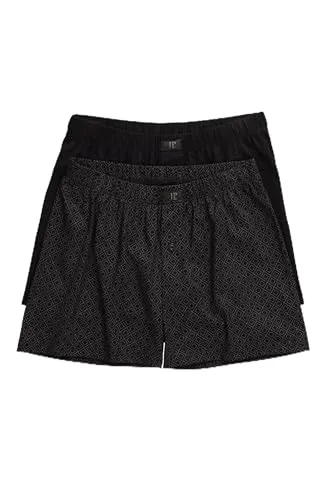 JP 1880 Herren Boxershorts Übergrößen 6XL, Oeko-TEX, 2er-Pack schwarz - Bequeme Boxershorts im 2er-Pack aus weichem Jersey mit elastischem Bund, ideal für den täglichen Komfort in großen Größen.