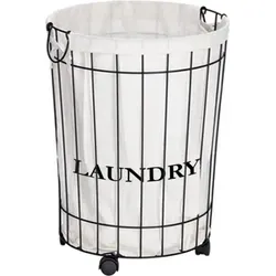 Wäschesammler auf Rollen - Schwarz in schwarz von HTI-Line