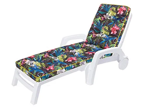 HOBBYGARDEN Auflagen für Deckchair, Liegenauflage, Gartenliege Auflage 201x55x8 cm Bequeme Polsterauflage für Sonnenliege, Liegestuhl, Kissen - Bunte Bläter
