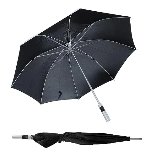 Spetebo Regenschirm 110 cm schwarz mit Handöffner - Griff gerade - Stockschirm windfest mit Metallspitze - Faltschirm Gastschirm Regenschutz Schirm groß sturmfest