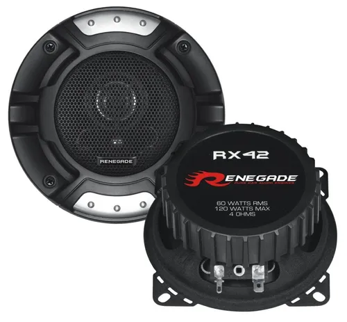 Renegade RX-42 Koax-System Lautsprecher 10cm - Car-HiFi-Lautsprecher, 2-Wege System mit 120W max. Leistung, ideal für kraftvollen Klang im Auto. Hohe Belastbarkeit von 60W RMS für bestes Hörerlebnis.