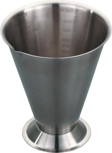 GSD 32031 Messbecher 0.75l Edelstahl - Messbecher aus mattiertem Edelstahl mit Fuß, ideal für präzise Maßeinheiten von Kakao, Wasser, Zucker und mehr – perfekt verpackt im Geschenkkarton
