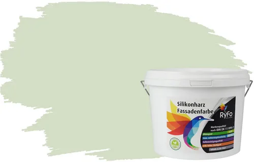 RyFo Colors Fassadenfarbe Silikonharz Fassadenfarbe Hellminze 3l, 1 L ca. 6 m², Wasserabweisend, diffusionsfähig, schützt vor Schmutz, Algen, Pilzen
