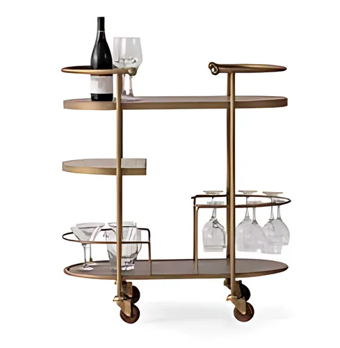 Moderner Barwagen Servierwagen aus Edelstahl - Praktischer Barwagen mit 3 Regalfächern, ideal für das Esszimmer. Platzsparend und modern im Design – perfekt für gesellige Abende.