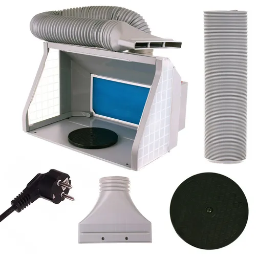 Airbrush Spritzkabine Sprühkabine ZWEI VENTILATOREN LED-Licht Hohe Effizienz