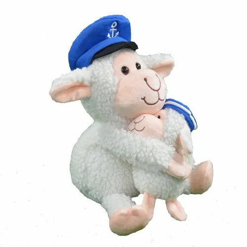 Labertier Schaf Smilla mit Baby Fiete und Seefahrerhut
