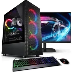 kiebel.de Gaming PC Set mit 23.8 Zoll Monitor und Intel Core i3-14100F - Komplettes Gaming PC Set mit 23.8 Zoll Monitor, Intel Core i3-14100F, 32GB RAM und NVIDIA RTX 3050. Ideal für Spiele und Multimedia-Anwendungen. Sofort einsatzbereit mit Windows 11 – alles aus einer Hand!