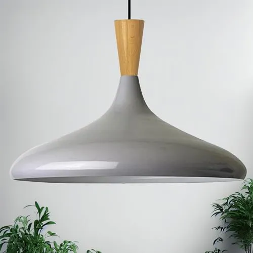 Bamyum Pendelleuchte Champion - Hängelampe aus Holz mit E27 Fassung - Lampen für Esstische, aus robustem Metall mit 35 cm Durchmesser, individuell dimmbar und ideal für stilvolle Beleuchtung in Küche oder Wohnzimmer.