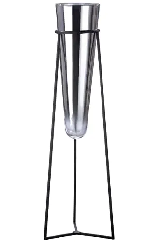 GILDE Vase XL mit Metallständer in silber von GILDE