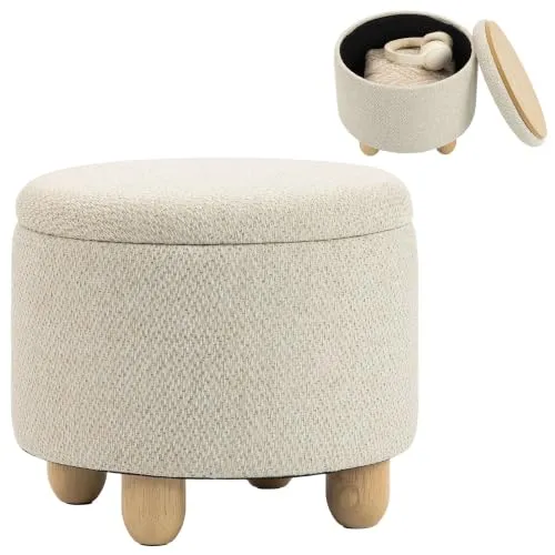 HOMCOM Hocker mit Stauraum 38,5x38,5x33,5 cm Beige