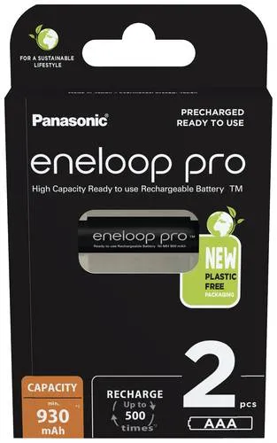 Panasonic Eneloop Pro Micro 930mAh AAA Ni-MH BK-4HCDE 2BE - Hochleistungs-Akkus für energieintensive Geräte, nachhaltig und wiederaufladbar bis zu 500 Mal