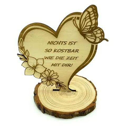 Printin3D Holzherz - Valentinstag, Liebe, besonderer Mensch, Nichts ist so kostbar wie die Zeit mit dir - Heart, Love, Wood