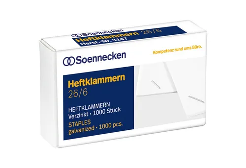Soennecken Heftklammer Heftklammern 3147 26/6 verzinkt 1000 Stück
