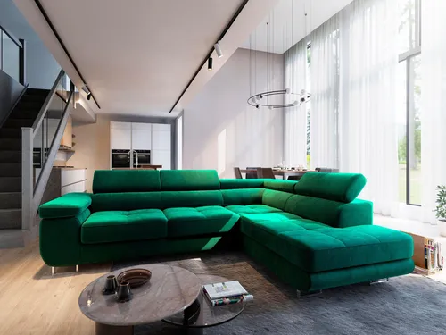 Masseno Ecksofa SELVA mit Schlaffunktion L-Form - Ecksofa mit praktischer Schlaffunktion und Bettkasten, ideal für kleine Räume und unerwartete Gäste. Stilvolles Design und hoher Komfort für Ihr Wohnzimmer.